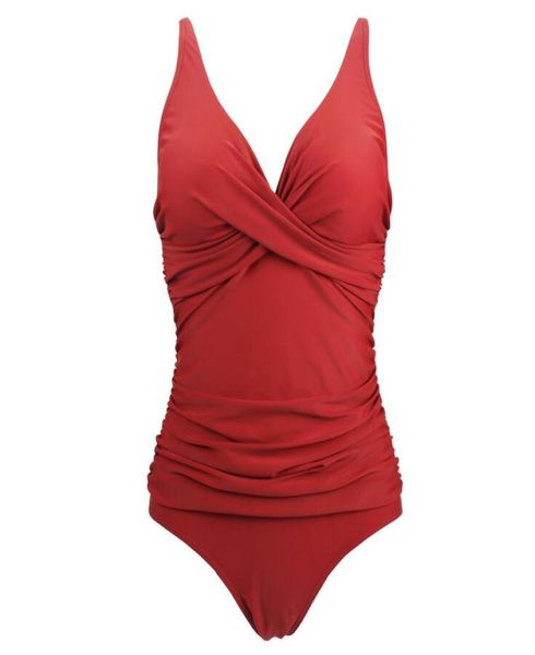 2019 Vintage One Piece Swimsuit Femmes Swimwear Solid Monokini rétro BodySuit Bodys Wear Ush Black Red Bathing Fult One Piece Surfing S4198855
