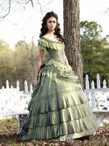 2019 Vintage Quinceanera -jurken Katherine Pierce Victoriaans tijdperk Corset van de schouder Beroemdheid Sweet 16 Formele feestjurken7705279
