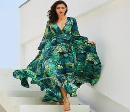 2019 Vneck Loose Long Dress Sexy Designer Women Summer Evening Jurk Luxe jurk 3938976