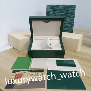 2019 Envío gratis Caja de reloj Caja verde Papeles Cajas de relojes de regalo para hombre Bolsa de cuero Tarjeta para caja de reloj R0lex con bolsa