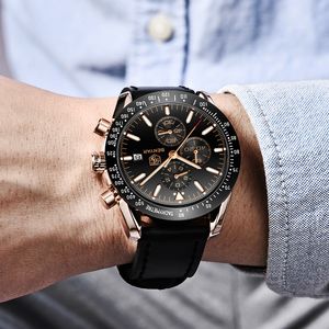 Bekijk mannen luxemerk Benyar Mens Blue Watches Silicone Band Pols horloges heren chronograaf Watch Male relogio masculino