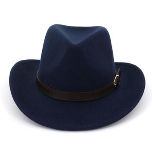 Chapeau de Cowboy occidental en feutre de laine, chapeaux Fedora à large bord avec boucle de ceinture, pour hommes et femmes, fête de carnaval, chapeau Trilby, 2019, Sombrero6840880