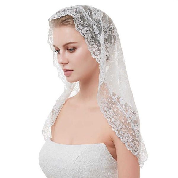 2019 Velo negro blanco Mantillas nupciales Velos de la capilla Velo musulmán Cubierta de la cabeza Velo católico Mantilla Welon Slubny X0726288v