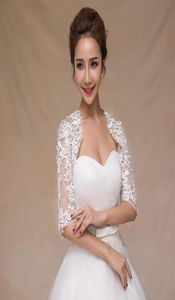 2019 Witte Bruidswikkels voor bruiden Avondjurk Sjaal Mantel Sjaal Vrouwelijke Partij Cocktail Kant Tule Kralen Op maat gemaakt7611134