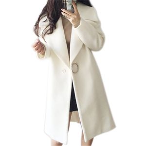 2019 blanc laine mélange manteau femmes revers longue Parka hiver veste cocon Style élégant laine manteau épaissir femme survêtement RE2189