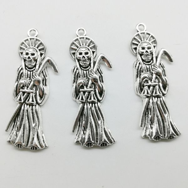 2019 gros 50pcs squelette fantôme Tibet argent charmes pendentifs bijoux bricolage pour collier Bracelet boucles d'oreilles Style rétro 51*19mm