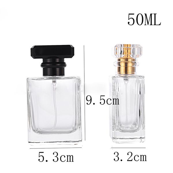 2019 Vente en gros de bouteilles de parfum en verre de voyage en cristal 50 ml de bouteilles de pulvérisation vides rechargeables avec atomiseur de pulvérisateur à pompe 100pcs DHL gratuit