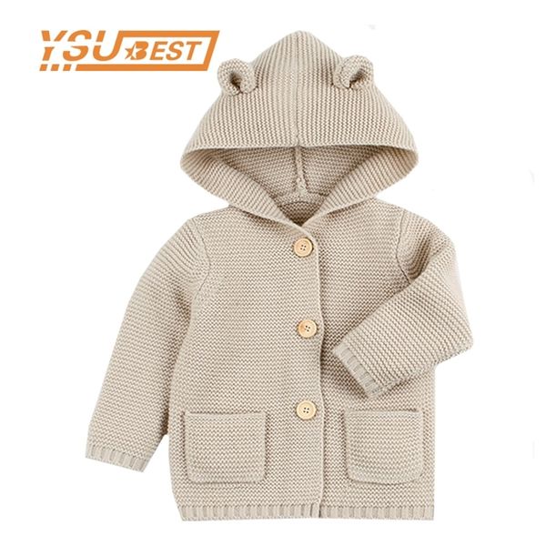 2019 hiver chaud nouveau-né bébé pull capuche en fourrure détachable infantile garçons fille cardigan tricoté automne vêtements d'extérieur enfants tricots 1-24M LJ201023