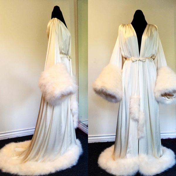 Robe de nuit en fausse fourrure blanche peignoirs mariage mariée Robes de demoiselle d'honneur Robe de chambre pour femmes pyjamas vêtements de nuit pyjamas personnalisés