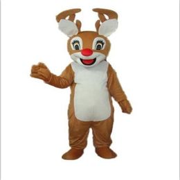 2019 Avec un mini ventilateur à l'intérieur de la tête Costume de mascotte de cerf de renne au nez rouge de Noël pour adulte à porter 2419