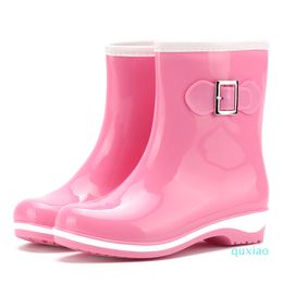 2019 vrouwen schattige regenlaarzen winter warme halve laarzen casual big size 36-41 waterdichte jelly rubberen schoenen slip op dames vrouwelijk werk schoeisel