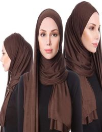 2019 Vrouwen Elastische Jersey Sjaal Hijab Effen Ademend Moslim Kleding Tulband Femme Sjaals en Wraps Islam Arabische Hoofddoeken1131220