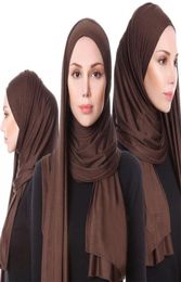 2019 vrouwen elastische jersey sjaal hijab vaste ademende moslim kleding tulband femme sjaals en wraps islam Arabische hoofdjaals4215918