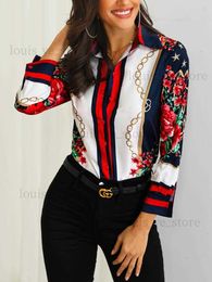 2019 femmes mode élégant bureau Look vêtements de travail chemise de fête femmes hauts week-end chaînes florales imprimer blouse décontractée T230807