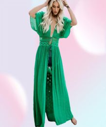 2019 Femmes Maxi Robe Beach Bikini Cover up Long Robe Boho Simwwear Summer V Neck3984575