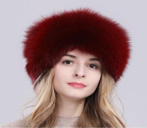 2019 Femmes Russie Hiver Real Fox Hat de fourrure chaude douce moelleuse moelleuse véritable fox capuche luxueuse Lady Quality Real Fox Fur Bomber Hats4973255