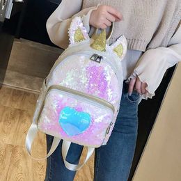 2019 vrouwen pailletten rugzak schattige eenhoorn schooltas voor tiener student meisjes satchel vrouwelijke mochila packpack x0529