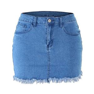 Femmes jupe courte en jean décontracté glands élastique taille moyenne jeans Shorts jupes a-ligne femme mini livraison gratuite