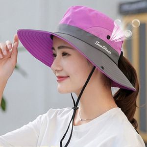 2019 vrouwen zon hoed brede rand emmer mesh boonie cap outdoor vissers hoeden UV-bescherming strand hoed zomer vrouwen