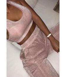 2019 Women Two Piece Set Top and Pants 2019 Summer 2 -Piece Set Women Tracksuit Matching Sets Pink Dames Clothing3279674