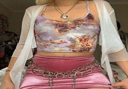 2019 Womens Angel Flower Imprimé Camis Boob Tube à lacets Bandeau Stretchy Vest Crop Top Sexy Ladies Summer Costume Fashion New4960758