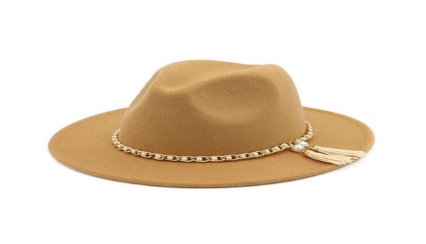 2019 Woolen FIENTE HAT PANAMA Jazz Fedoras Sombreros Tassel Pearl Vintage Cap Formal Fiest and Stage Top Hat for Women Men Unisex214n7613668
