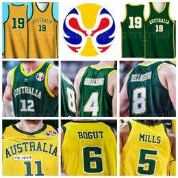 2019 Wereldbeker Team Basketbal Jersey 5 Patty Mills 12 Aron Baynes 8 Matthew Dellavedova 6 Andrew Bogut 11 Power forward Landes Aodaliya
