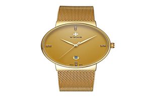 2019 Wwoor Golden Mens Watch roestvrij staal mannelijke klok polshorloges man gouden diamant pols horloges voor mannen reloj hombre8629415