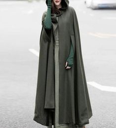 2019Autumn Cloak Hooded Coat Women Vintage Gotic Cape Poncho Coat Medieval Victoriaanse Warm Long Open Stitch Jackets Plus Size15243301