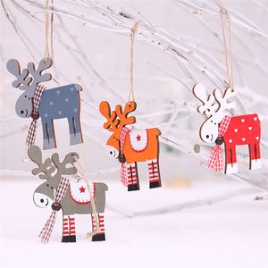 2019Accessoires d'arbre de Noël Petit Elk en bois de Noël Pendentif Marionnette Petit jouet Cerf coloré Décoration créative Pendentif Fête de Noël