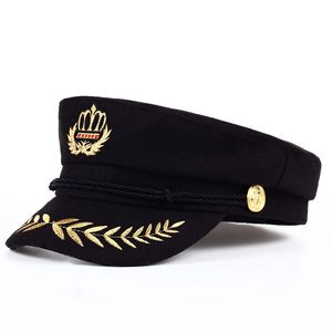 2019new Vintage chaud chapeau hommes femmes automne hiver plat militaire bérets capitaine réglable marin casquettes marine casquette chapeaux