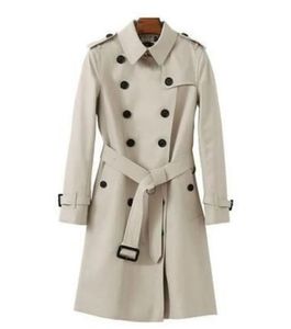 2019s Hot Classic Women Fashion England Trench Middle Long Trench Coat / British Designer Double Breasted Slim ceinturé Trench pour les femmes F260A2048S-XXXL