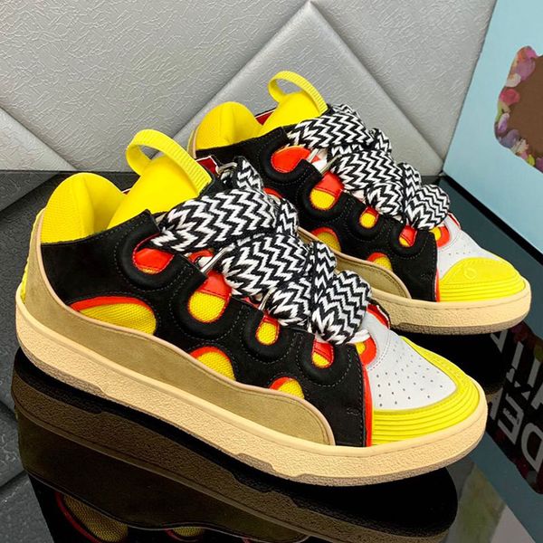 2019ss Hommes Sports Shoes Mode Classic Jaune Jaune Calfskin en daim Léopard Print Optique Blanc Violet et bicolore TPU 100% Semelle Semelle en caoutchouc Conforcieuses Sneakers confortables