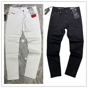 2022SS Jeans pour hommes Sacs de marque célèbres de la marque lavée concepteur mince jean plaid mince léger stretch extension denim skinny teinture pantalon de coton bleu noir 29-40