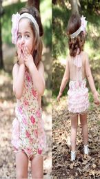 2019 Smummer New Baby Girl Romper Triángulo sin mangas TRIANGLE ROMPER REBAJE CON LACE FLORAL Sweet Style Baby Sumpsuit 5pcslot 06716063