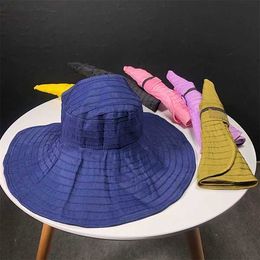 2019 été parent-enfant chapeau de soleil femmes sauvage anti-UV tour pliant chapeau de soleil vide top cap large côté chapeau de soleil fille chapeau de plage en gros G220301