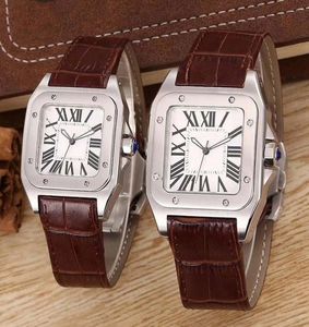 2019top Quality Women039s Lady Men 100 XL Watch Quartz mécanical montre en cuir Gold Silver Case Men039s Sports Clasp Wristw6564214