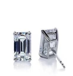 201ct VVS1G Emerald Cut Solitaire Stud Earring 14K White Gold Moissanite Studs2453086