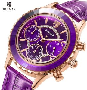 202 RUIMAS COLORED Watches Femmes Luxury Purple Leather Quartz Watch Ladies Fashion Chronograph Wristwatch Relogio Feminino 592245O3646845