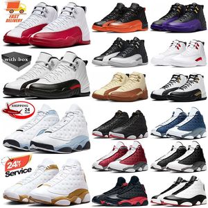 Gratis verzending met doos jumpman 12 13 basketbalschoenen Cherry Red Taxi Playoffs 12s Blauw Grijs 13s Tarwe Wolf Grijs Zwart Flint heren sneakes trainers