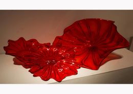 2020 100 placas colgantes de cristal de Murano soplado a mano, arte de pared estilo Dale Chihuly, arte en vidrio de borosilicato en rojo9736219