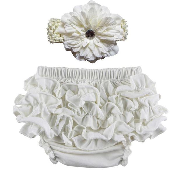 2020 12 Couleur Bébé Satin À Volants Bloomers Pantalon Nappy Couverture Avec Bandeau Infantile Dentelle PP Pantalon Enfant En Bas Âge Enfants À Volants Coton Sous-Vêtements Bloomers