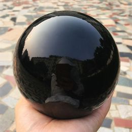 2020 1pcs Natuurlijke zware Natuurlijke Zwarte Obsidiaan Bol Grote Kristallen Bol Healing Stone Vijand Thuis Decoration206Q