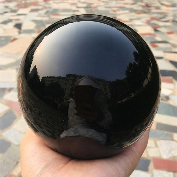 Sphère d'obsidienne noire naturelle lourde, grande boule de cristal, pierre de guérison, décoration de la maison, 236w, 1 pièce, 2020