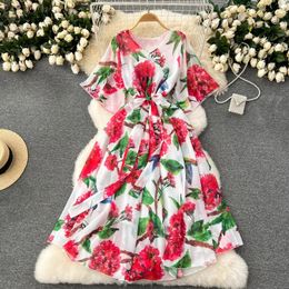 Casual jurken Summer Beach Holiday Travel Maxi Jurk voor vrouwen Boheemian Alabiya Fashion Muslim Loose Sashes Chiffon Long Vestidos Seaside 2024