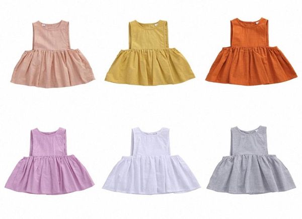 2020 2020 Baby Summer Ropa recién nacida Baby Baby Buttons Maneveless Vestido Vestido de moda de algodón de algodón para niños 4xck5623490