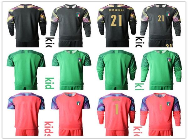 2020 2021 Italia para niños Jerseys 1 Buffon 21 Donnarumma Titero de manga larga Taqueta Kits de uniformes para niños Toquero 5572955