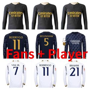 2023 2024 Real Madrids camisetas de fútbol de manga larga 23 24 VALVERDE ALABA VINI JR MODRIC KROOS CAMAVINGA BELLINGHAM RODRGO camiseta camiseta de fútbol Versión del jugador