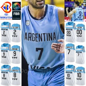 Imprimir Argentina Baloncesto 7 Facundo Campazzo Jersey 2023 Copa del Mundo 5 Manu Ginóbili 4 Luis SCOLA 29 Patricio GARINO 14 Gabriel DECK 8 Nicolas LAPROVITTOLA Azul Blanco