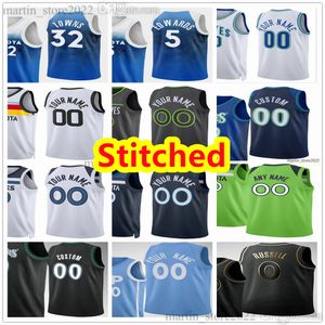 Maillots de basket-ball pour hommes cousus Anthony Edwards Karl-Anthony Towns Rudy Gobert Naz Reid Mike Conley Jaden McDaniels Monte Morris Kyle Anderson Moore Kevin Garnett
